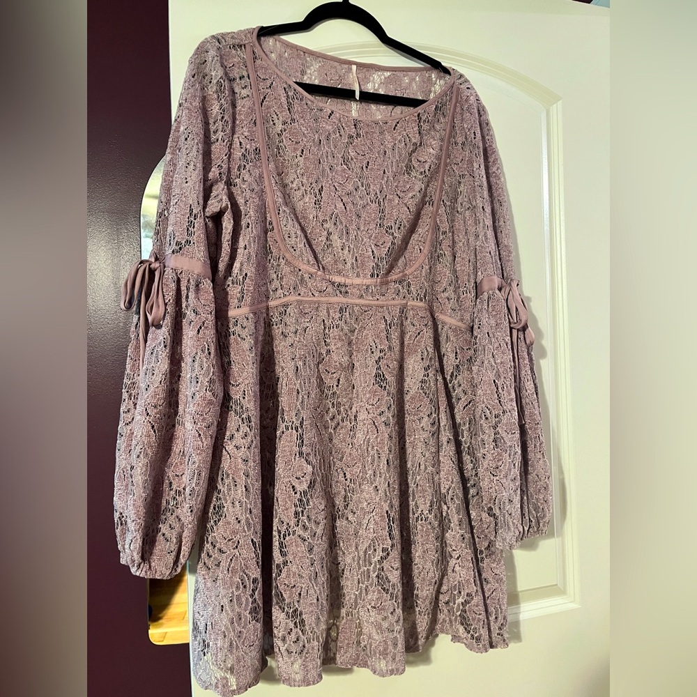 NWOT Free People Lavender Lace Long Sleeve Dress